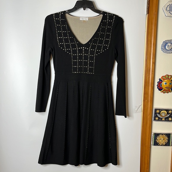 Calvin Klein Dresses & Skirts - Calvin Klein Peek a Boo Cut Out Knit Long Sleeve Dress MEDIUM